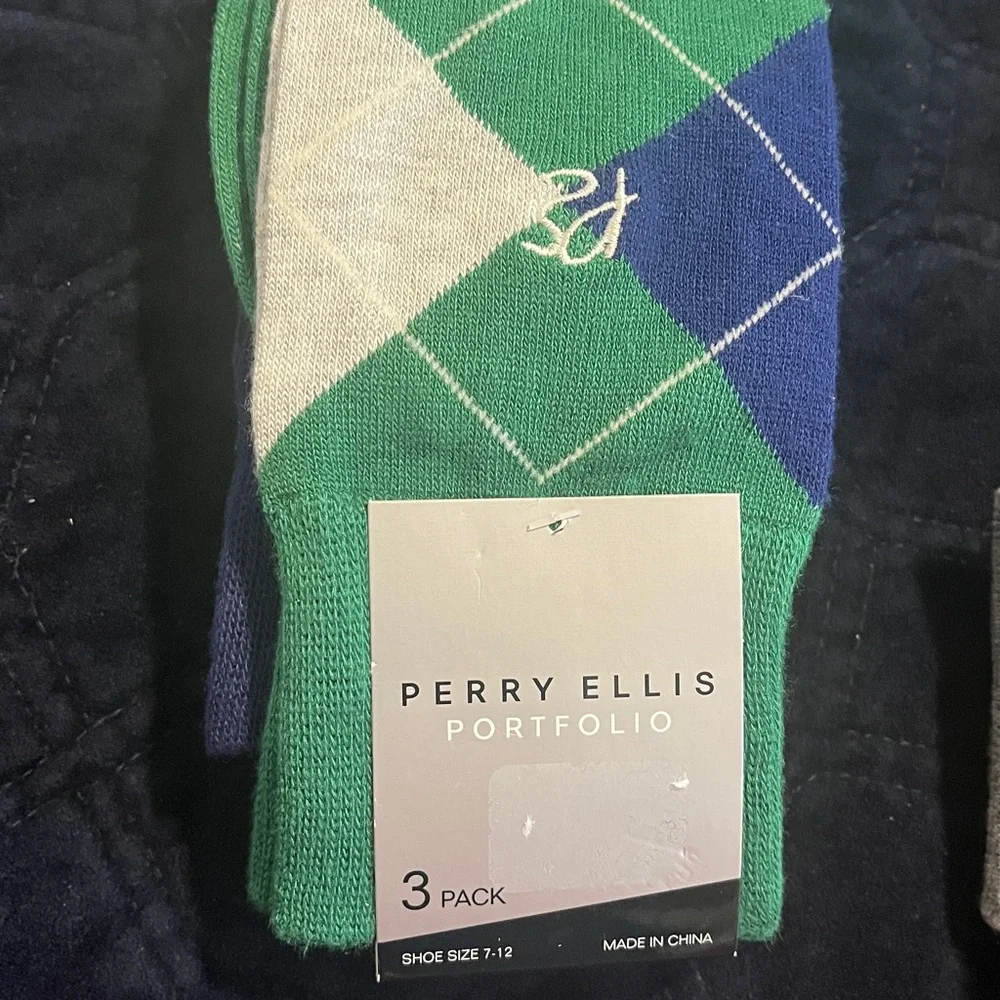 Perry Ellis Men's Socks - Blue, Black, Green, and Gray